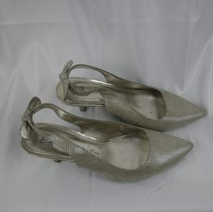 Anne Klein slingback iflex gold silver metallic